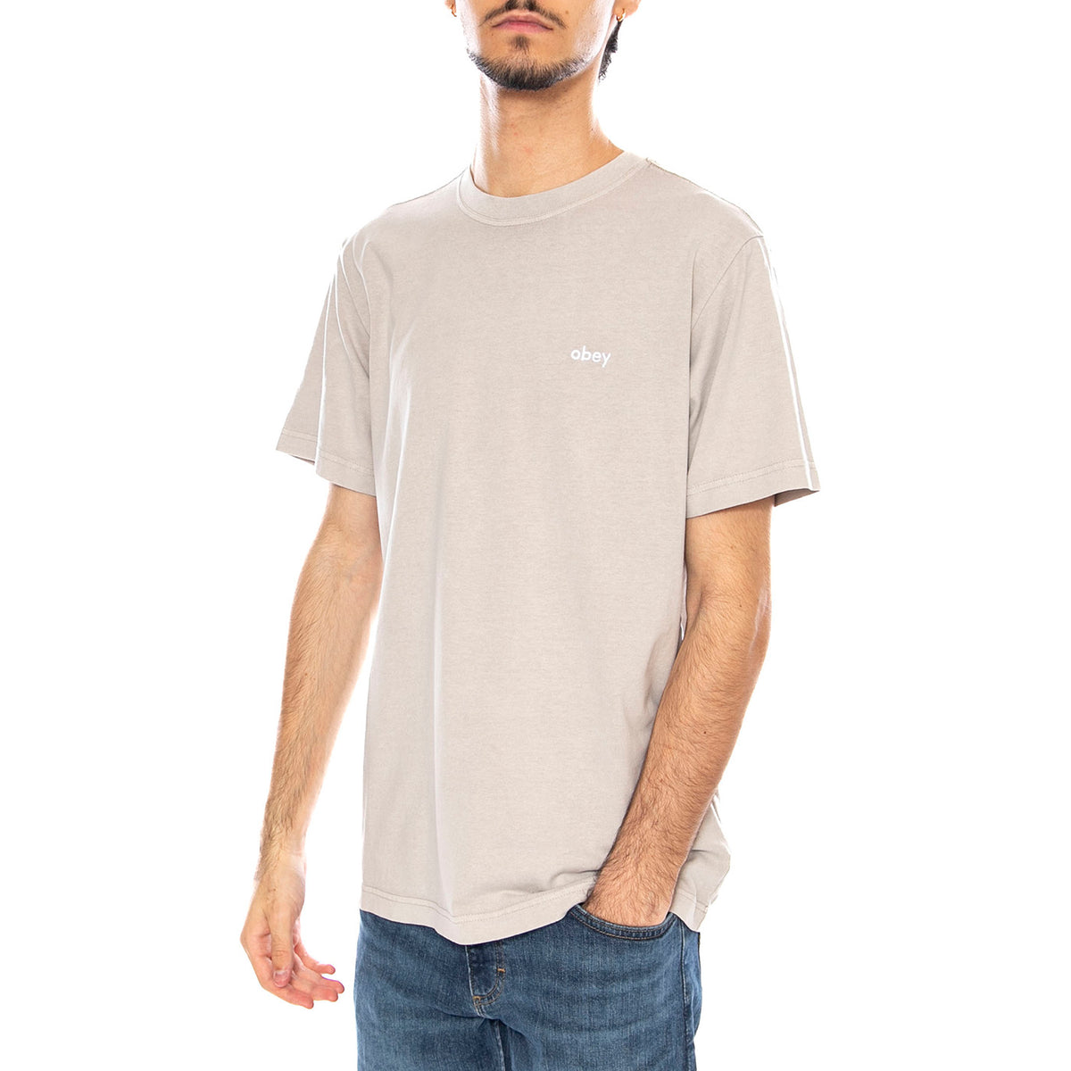 Lowercase Pigment Tee SS Pigment Silver Grey - Maglietta Girocollo Uomo Grigia 131080353 SIG OBEY 
