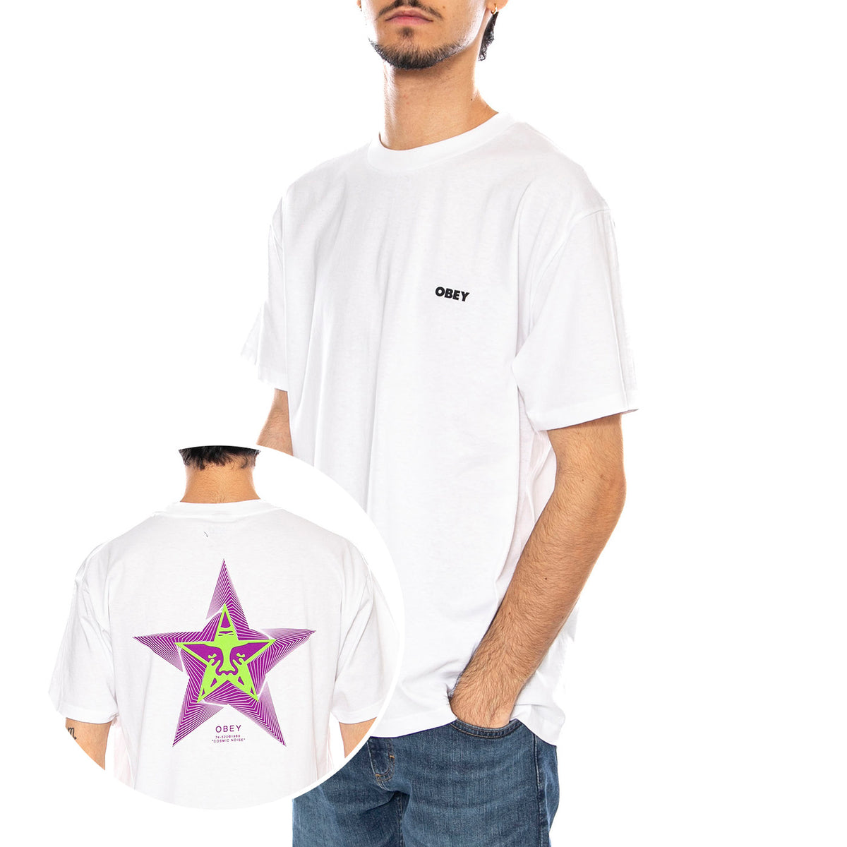 Obey Cosmic Noise Tee White - Maglietta Girocollo Uomo Bianca 165264049 WHT OBEY 