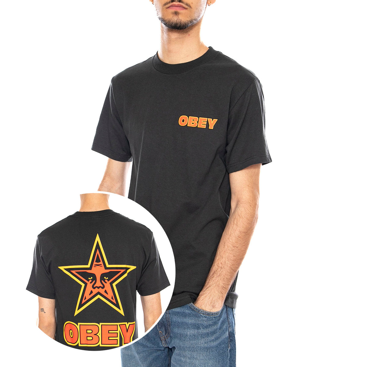 Obey Star Tee -- Maglietta Girocollo Uomo Nera 165264118 VBL OBEY 