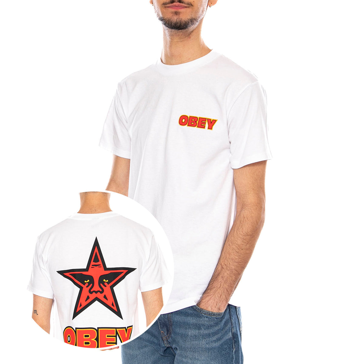 Obey Star Tee -- Maglietta Girocollo Uomo Bianca 165264118 WHT OBEY 