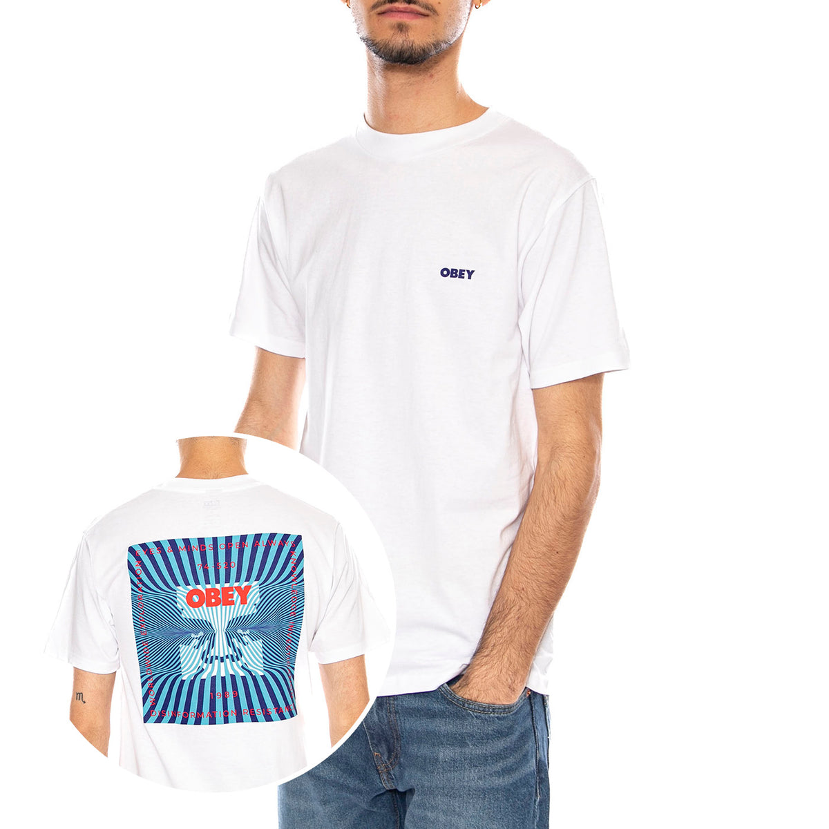 Obey Disinformation Resistance Tee -- Maglietta Girocollo Uomo Bianca 165264139 WHT OBEY 