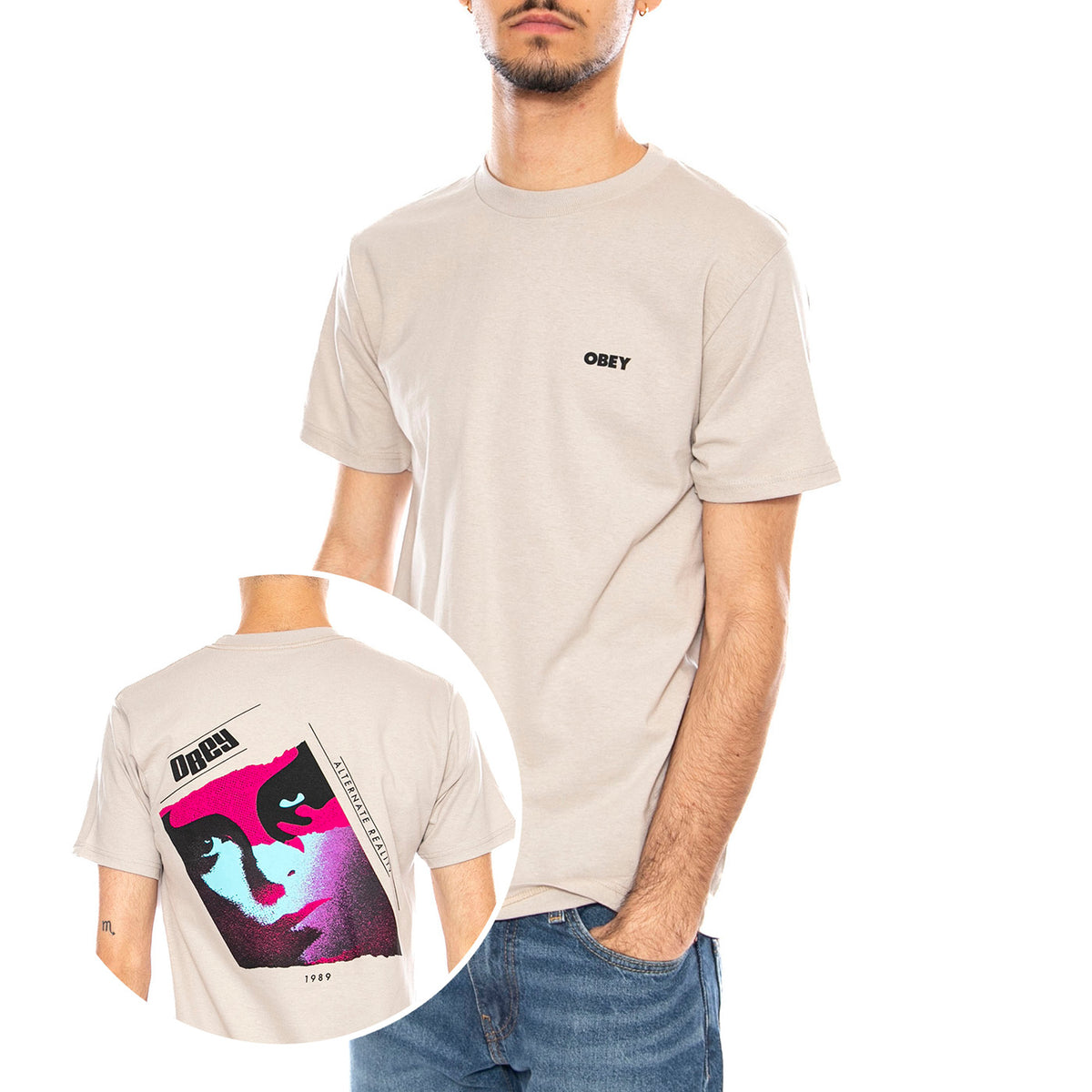 Obey Alternate Reality Tee -- Maglietta Girocollo Uomo Grigia 165264140 SIG OBEY 
