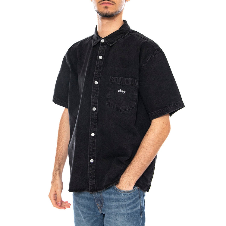 Bigwig Denim Shirt SS -- Camicia a Maniche Corte Uomo Nera 181210425 FBL OBEY 