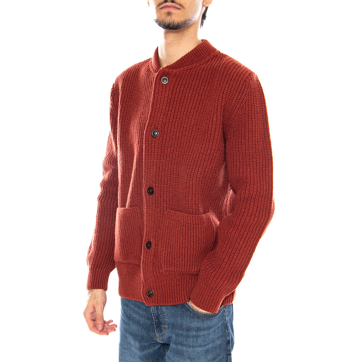 Tricot Orange -- Cardigan Uomo Arancione PULL-TRICO22-ORAN ORANGE OLOW 