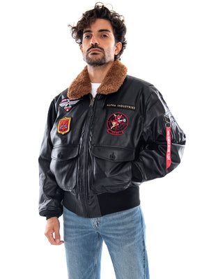 G-1 Devils Brigade Faux Leather Bomber Jacket - Giacca Uomo Nera 268133 03 ALPHA INDUSTRIES 