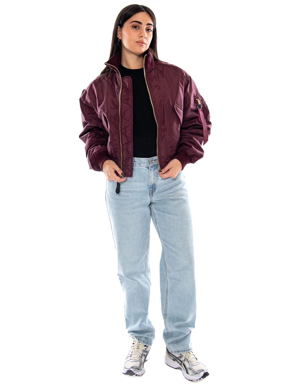 MA-1 Cropped Bomber -- Giacca Donna Dark Cherry Bordeaux F258010 608 ALPHA INDUSTRIES 