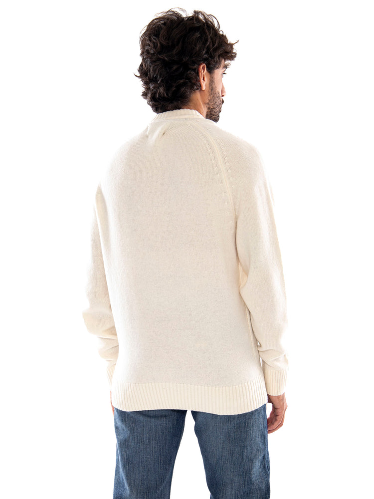 Barbour Newtown Crew Neck Sweater Antique White - Maglia Uomo Bianco Panna<BR/><BR/> 262MMKN1773 WH52 BARBOUR 