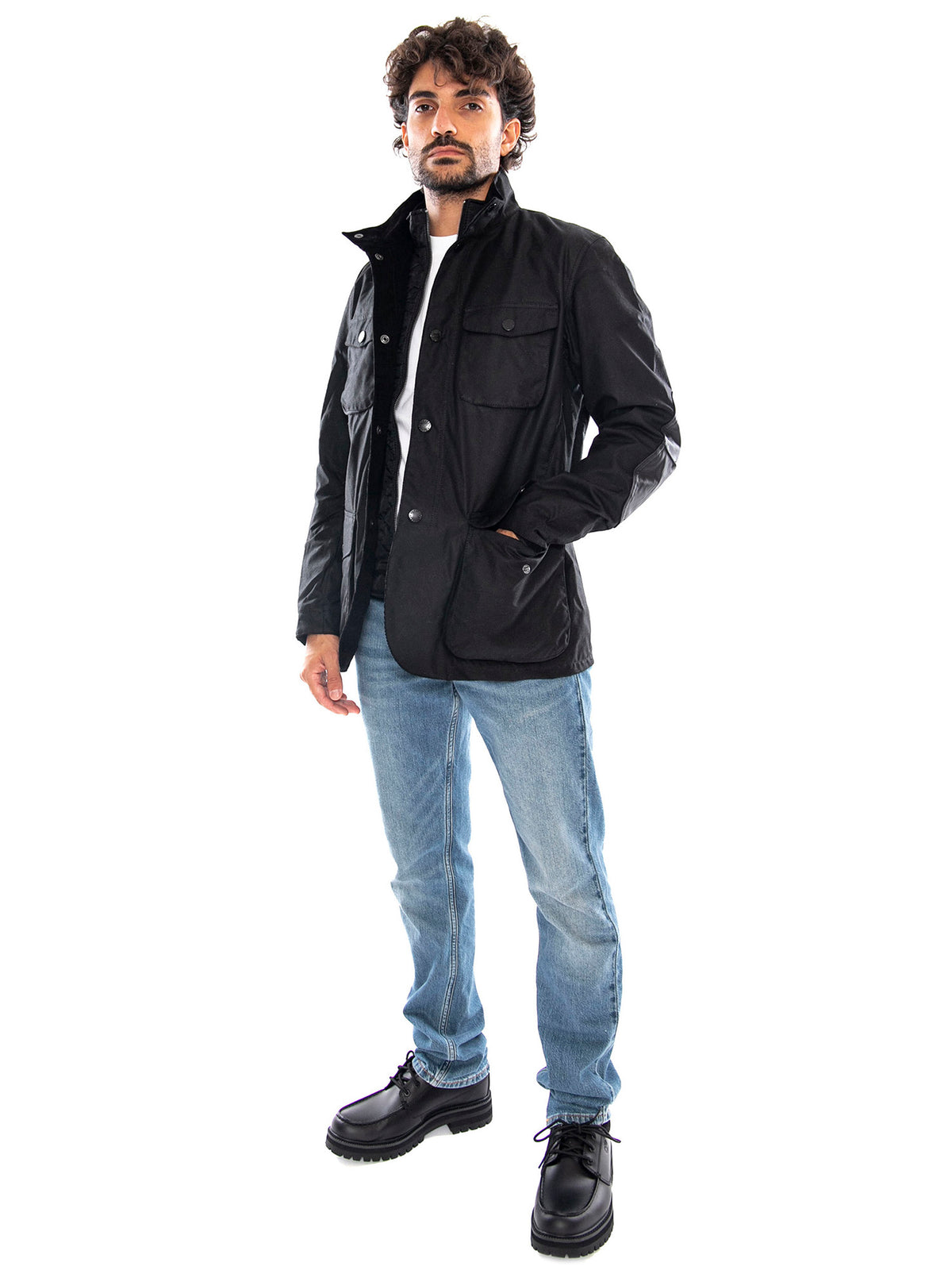 Ogston Wax Jacket Black / Classic - Giacca Uomo Nera<BR/><BR/> 262MMWX0700 BK11 BARBOUR 