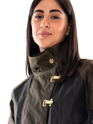 Barbour Hazelwood Wax Jacket Beech / Fern / Mixed Tartan - Giacca Donna Marrone e Verde MLWX1566 SN91 BARBOUR 