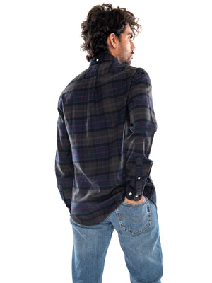 KYELOCH TAILORED SHIRT SHADOW CLASSIC TARTAN - Camicia Uomo a Maniche Lunghe a Quadri Nera e Grigia<BR/><BR/> MSH5014 TN43 BARBOUR 