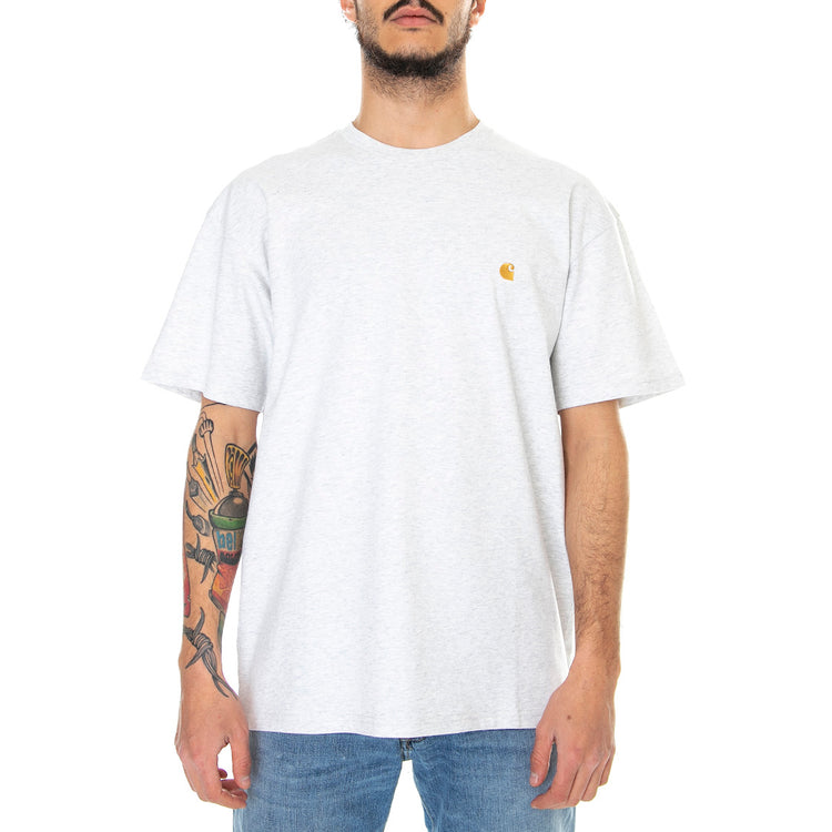 S/S CHASE T-SHIRT ASH HEATHER / GOLD - Maglietta Girocollo Uomo Grigia I026391 00JXX CARHARTT WIP 