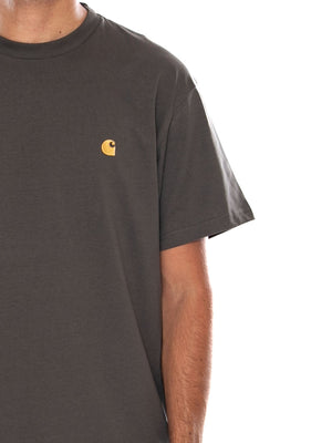 CARHARTT WIP S/S CHASE T-SHIRT SHUNGITE / GOLD - Maglietta Girocollo Uomo Verde I026391 3X9XX CARHARTT WIP 