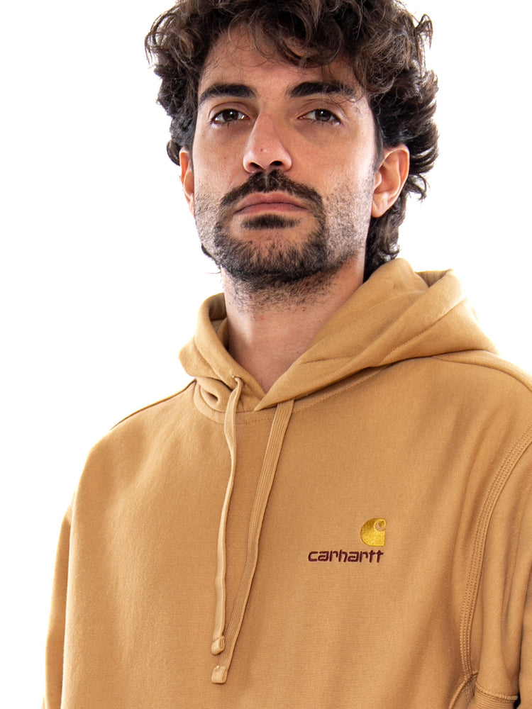 Hooded American Script Sweat WIP Dusty H - Felpa con Cappuccio Uomo Marrone I028279 3TFXX CARHARTT WIP 