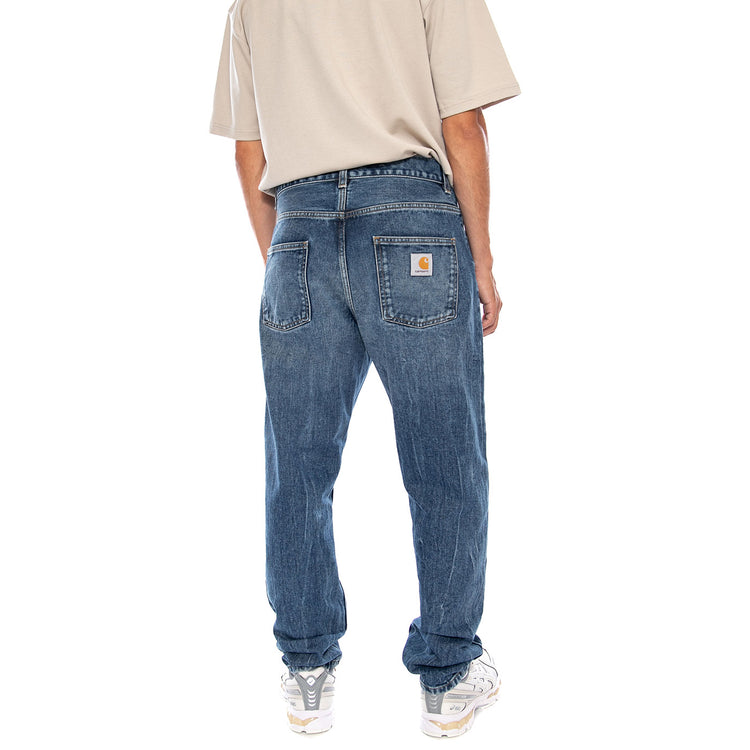 NEWEL PANT BLUE MARBLE USED WASH - Pantaloni Denim Jeans Uomo Blu I029208 017X CARHARTT WIP 