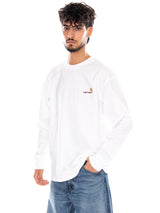 L/S AMERICAN SCRIPT T-SHIRT WHITE - T-shirt Col Rond Manches Longues Homme Blanc  Homme CARHARTT WIP