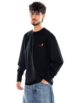 T-SHIRT MANCHES LONGUES AMERICAN SCRIPT NOIRE - T-Shirt Col Rond Manches Longues Homme Noir Homme CARHARTT WIP