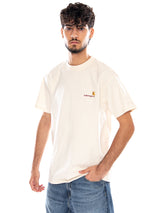S/S AMERICAN SCRIPT T-SHIRT NATURAL - T-Shirt Col Ras du Cou Homme Beige Homme CARHARTT WIP