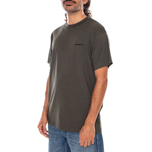 S/S SCRIPT EMBROIDERY T-SHIRT CYPRESS / BLACK - Maglietta Girocollo Uomo Verde I030435 00PXX CARHARTT WIP 