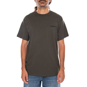 S/S SCRIPT EMBROIDERY T-SHIRT CYPRESS / BLACK - Maglietta Girocollo Uomo Verde I030435 00PXX CARHARTT WIP 