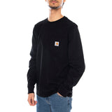 L/S POCKET T-SHIRT BLACK - T-Shirt Col Rond Manches Longues Homme Noir - Homme CARHARTT WIP