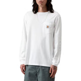 L/S POCKET T-SHIRT WHITE - T-shirt Manches Longues Encolure Ronde Homme Blanc  Homme CARHARTT WIP