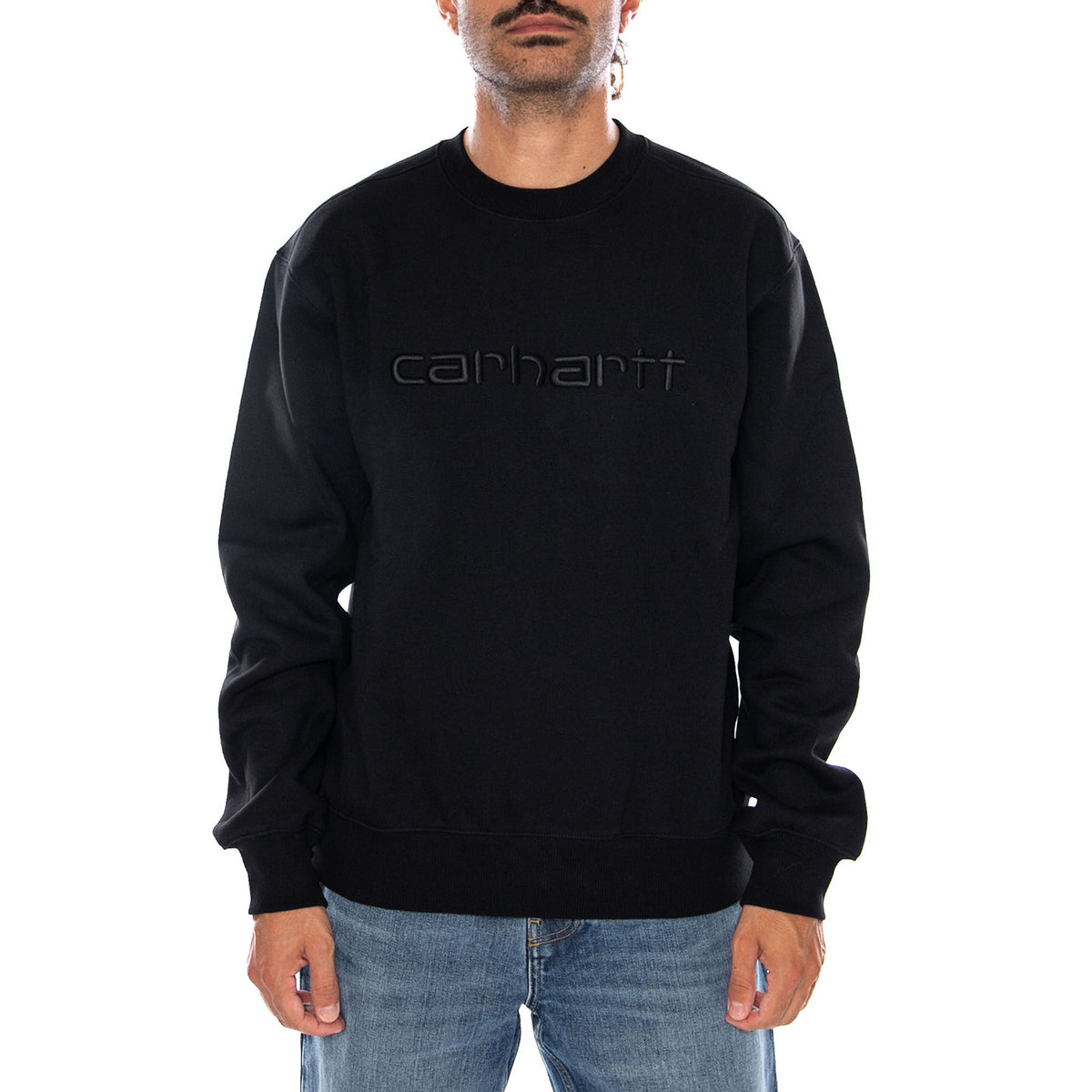 CARHARTT SWEAT BLACK / BLACK - Felpa Girocollo Uomo Nera I030546 00EXX CARHARTT WIP 