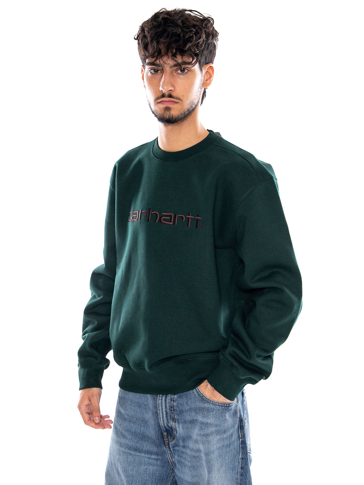 CARHARTT SWEAT DARK SCARAB / PALISANDER - Felpa Girocollo Uomo Verde I030546 3YZXX CARHARTT WIP 