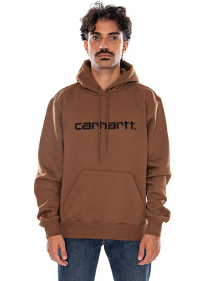 CARHARTT WIP HOODED CARHARTT SWEAT BROWN / BLACK - Felpa con Cappuccio Uomo Marrone I030547 3YYXX CARHARTT WIP 