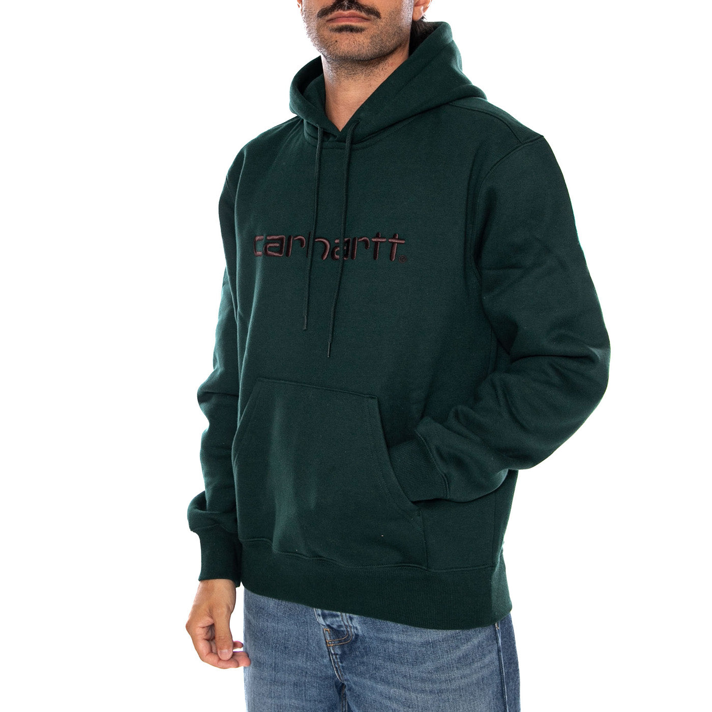 HOODED CARHARTT SWEAT DARK SCARAB / PALISANDER - Felpa con Cappuccio Uomo Nera I030547 3YZXX CARHARTT WIP 