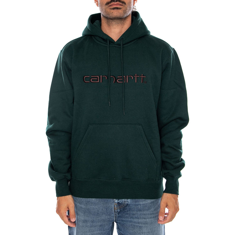 HOODED CARHARTT SWEAT DARK SCARAB / PALISANDER - Felpa con Cappuccio Uomo Nera I030547 3YZXX CARHARTT WIP 