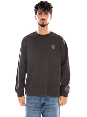 L/S VISTA T-SHIRT TOBACCO GARMENT DYED - Maglietta Girocollo Maniche Lunghe Uomo Marrone I030779 47GD CARHARTT WIP 