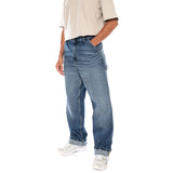 SINGLE KNEE PANT BLUE MARBLE USED WASH - Pantaloni Denim Jeans Uomo Blu  Uomo CARHARTT WIP