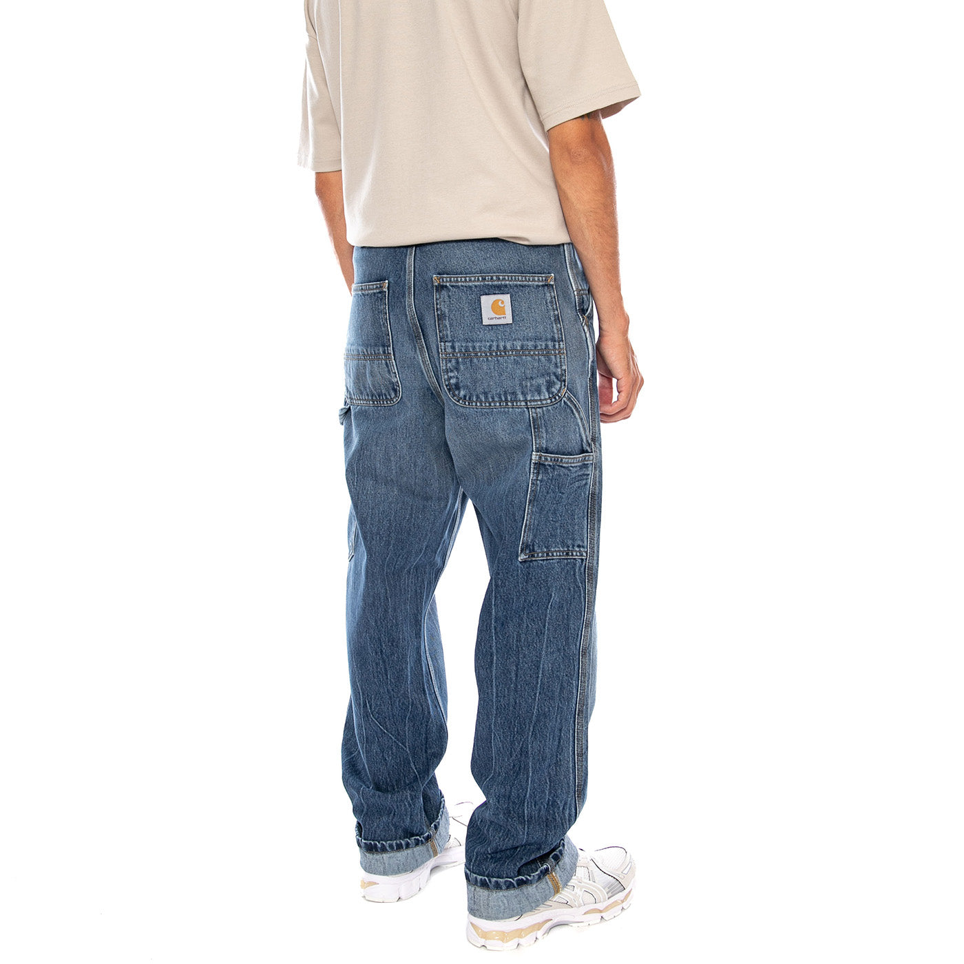 SINGLE KNEE PANT BLUE MARBLE USED WASH - Pantaloni Denim Jeans Uomo Blu<BR/> I032024 017X CARHARTT WIP 