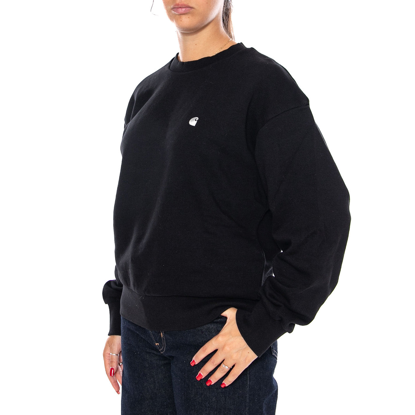 W' CASEY SWEATSHIRT BLACK / SILVER - Felpa Girocollo Donna Nera I032643 0M4XX CARHARTT WIP 