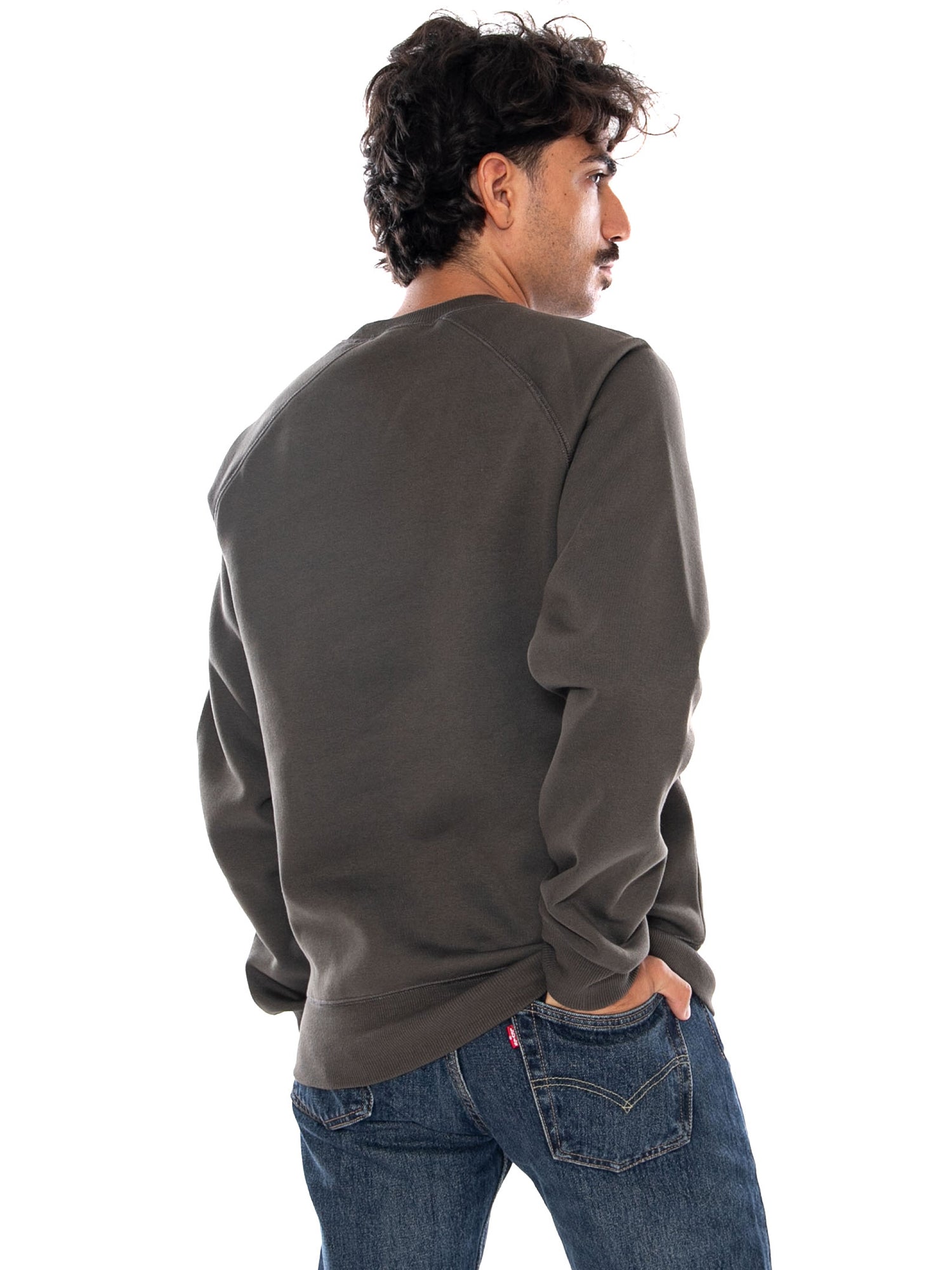 CARHARTT WIP CHASE SWEAT SHUNGITE / GOLD - Felpa Girocollo Uomo Grigia I033660 3X9XX CARHARTT WIP 