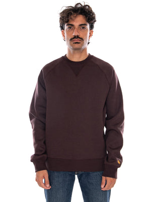 CARHARTT WIP CHASE SWEAT PALISANDER / GOLD - Felpa Girocollo Uomo Marrone I033660 3XEXX CARHARTT WIP 