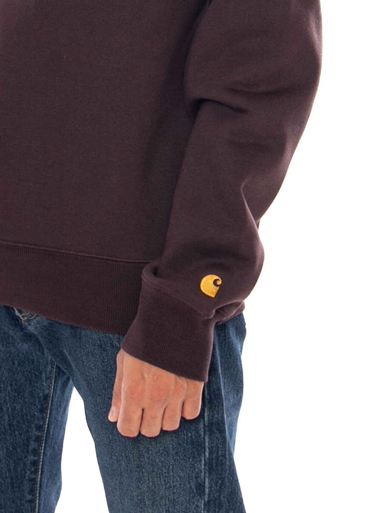 CARHARTT WIP CHASE SWEAT PALISANDER / GOLD - Felpa Girocollo Uomo Marrone I033660 3XEXX CARHARTT WIP 