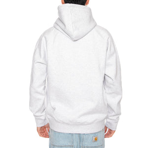 HOODED CHASE SWEAT ASH HEATHER / GOLD - Felpa con Cappuccio Uomo Grigia I033661 00JXX CARHARTT WIP 