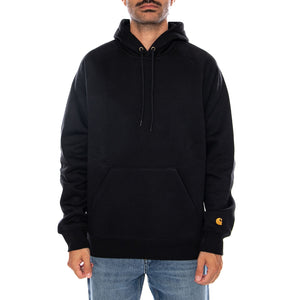 HOODED CHASE SWEAT BLACK / GOLD - Felpa con Cappuccio Uomo Nera I033661 00FXX CARHARTT WIP 