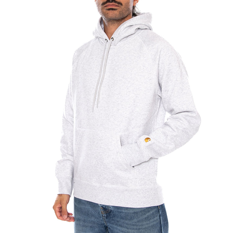 HOODED CHASE SWEAT ASH HEATHER / GOLD - Felpa con Cappuccio Uomo Grigia I033661 00JXX CARHARTT WIP 