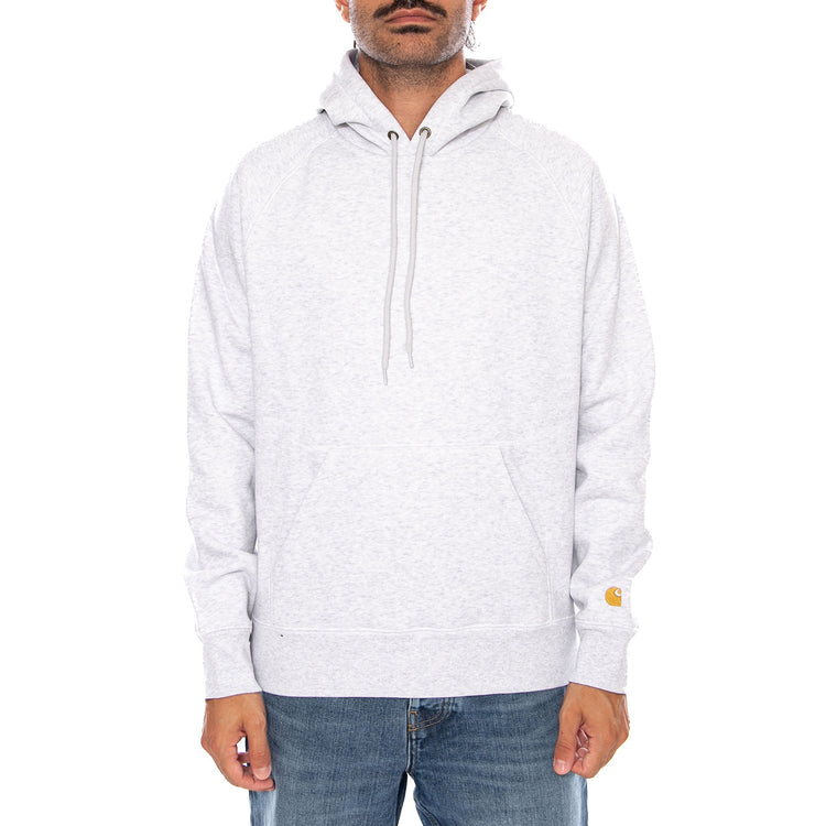 HOODED CHASE SWEAT ASH HEATHER / GOLD - Felpa con Cappuccio Uomo Grigia I033661 00JXX CARHARTT WIP 