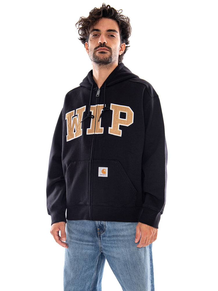 HOODED WIP SWEAT JACKET BLACK - Felpa con Cappuccio e Zip Uomo Nera I034691 8906 CARHARTT WIP 
