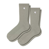 MADISON PACK SOCKS SHADY GREEN / WHITE - Ensemble de Deux Paires de Chaussettes Vertes ACCESSOIRES CARHARTT WIP