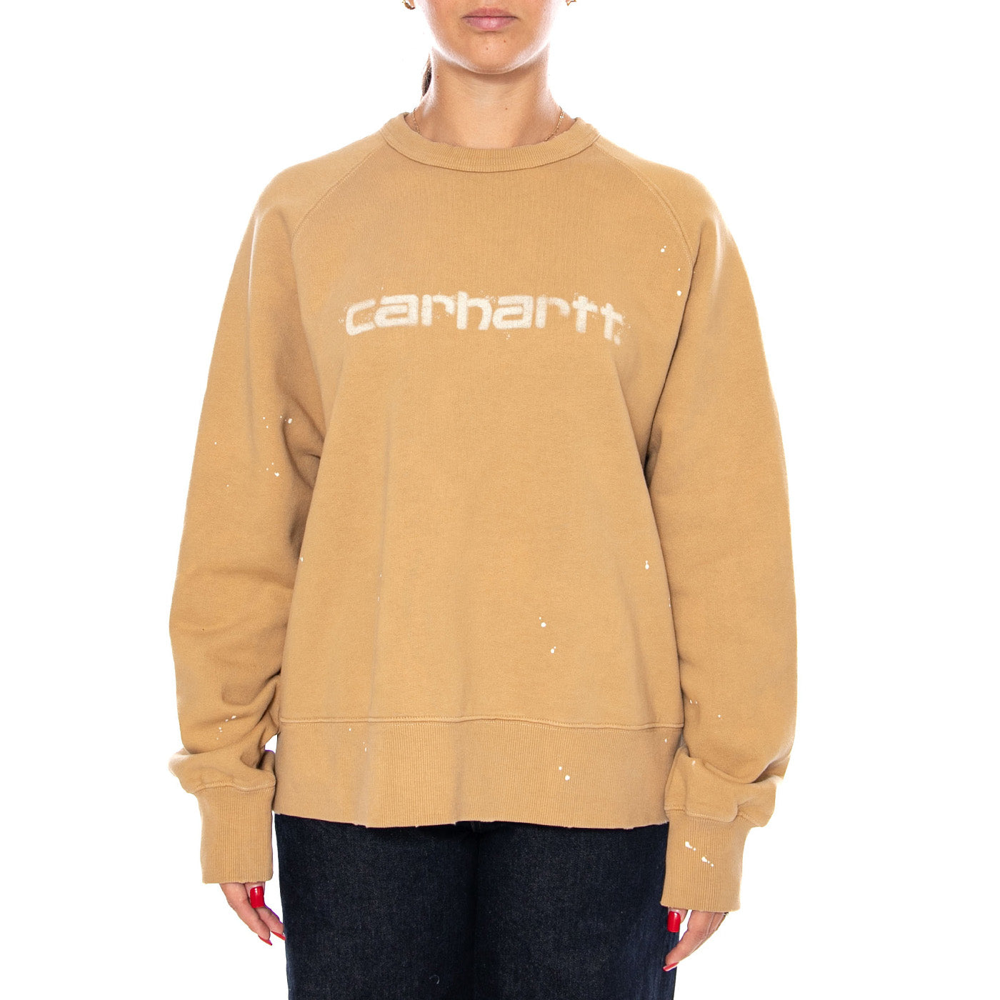 W' PAINTER SWEAT DUSTY H BROWN - Felpa Girocollo Donna Marrone I036843 07EEJ CARHARTT WIP 