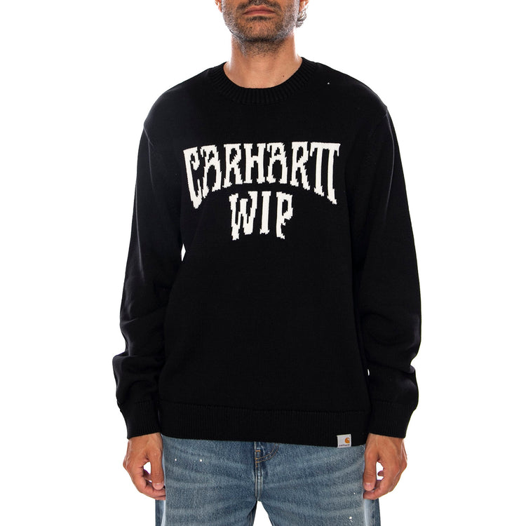 DECK SWEATER BLACK / WHITE - Maglione Girocollo Uomo Nera I036847 K02XX CARHARTT WIP 