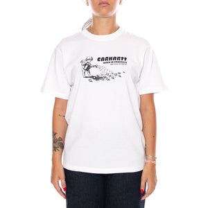 W' S/S BUMPER STICKER T-SHIRT WHITE - Maglietta Girocollo Donna Bianca I036908 02XX CARHARTT WIP 