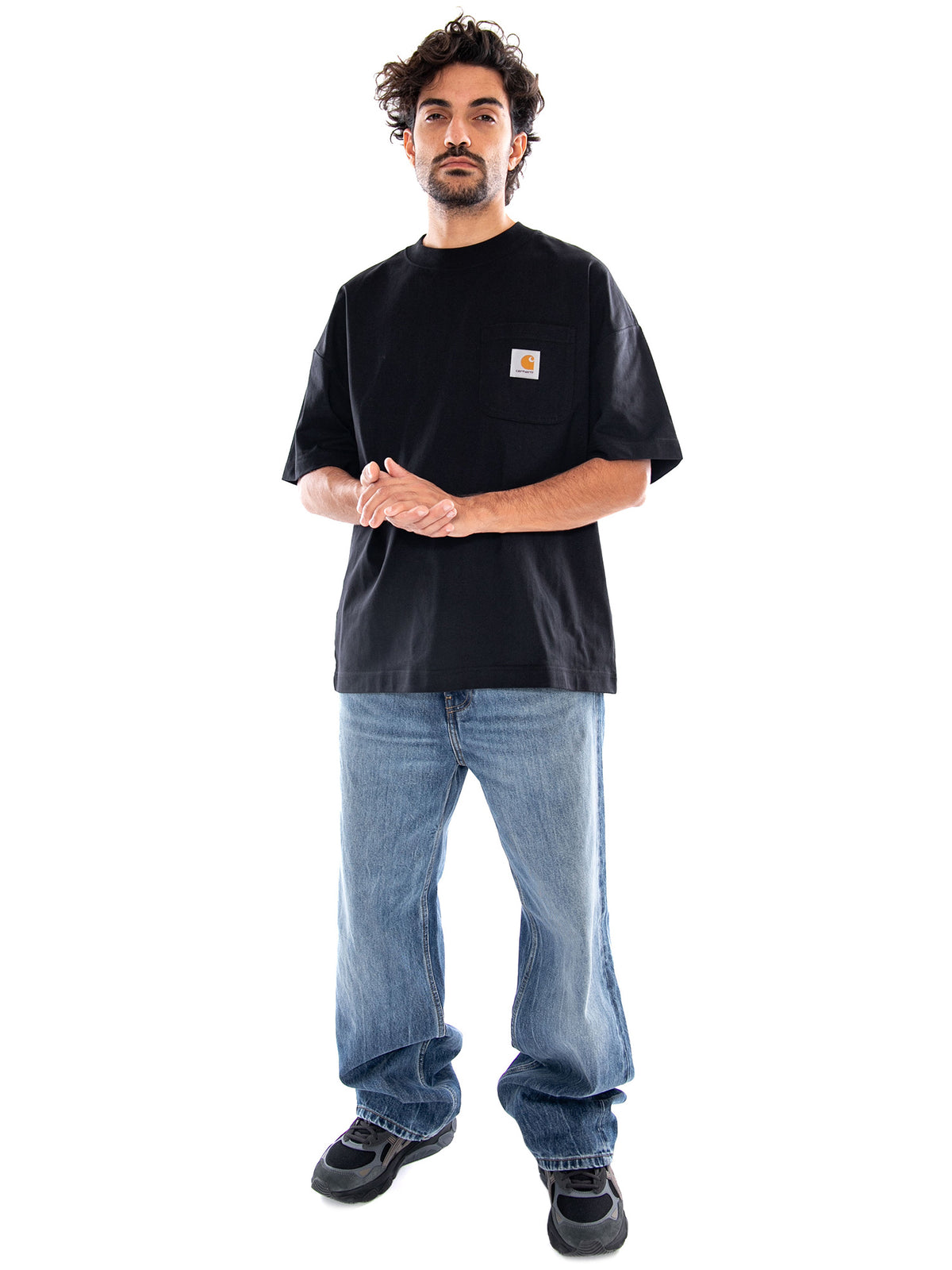S/S WORK POCKET T-SHIRT BLACK - Maglietta Girocollo Uomo Nera I037015 89XX CARHARTT WIP 