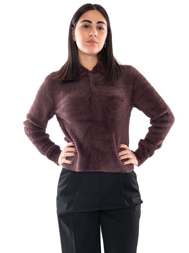 Carhartt WIP W' L/S Maine Polo Sweater Palisander - Maglia Polo Donna Marrone I037038 3B4XX CARHARTT WIP 