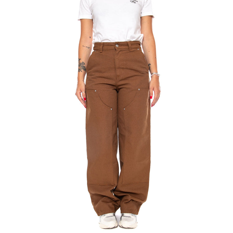 W' JUNE DOUBLE KNEE PANT WIP H BROWN RINSED - Pantaloni Donna Marroni I037086 3TG02 CARHARTT WIP 