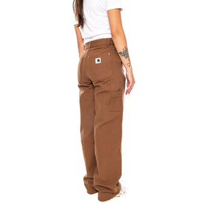 W' JUNE DOUBLE KNEE PANT WIP H BROWN RINSED - Pantaloni Donna Marroni I037086 3TG02 CARHARTT WIP 